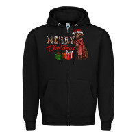 Black merry christmas labrador retriever Zipper Hoodie - RanaPortraitStore
