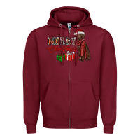 Burgundy merry christmas labrador retriever Zipper Hoodie - RanaPortraitStore