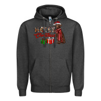 Charcoal Heather merry christmas labrador retriever Zipper Hoodie - RanaPortraitStore