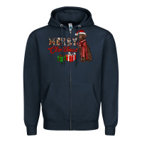 Navy merry christmas labrador retriever Zipper Hoodie - RanaPortraitStore