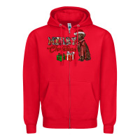 Red merry christmas labrador retriever Zipper Hoodie - RanaPortraitStore