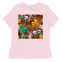 Bubblegum Pink christmas donkeys Ladies Tee - FaDigitalArtStudio