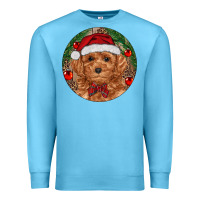Ocean Blue Christmas Toy Poodle Premium Sweatshirt - RanaPortraitStore