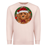 Pale Pink Christmas Toy Poodle Premium Sweatshirt - RanaPortraitStore