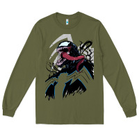 Army Green VENOM ART Long Sleeve Tee - DesigneFamous