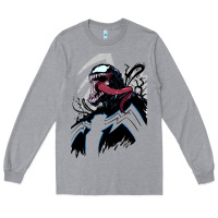 Heather Grey VENOM ART Long Sleeve Tee - DesigneFamous