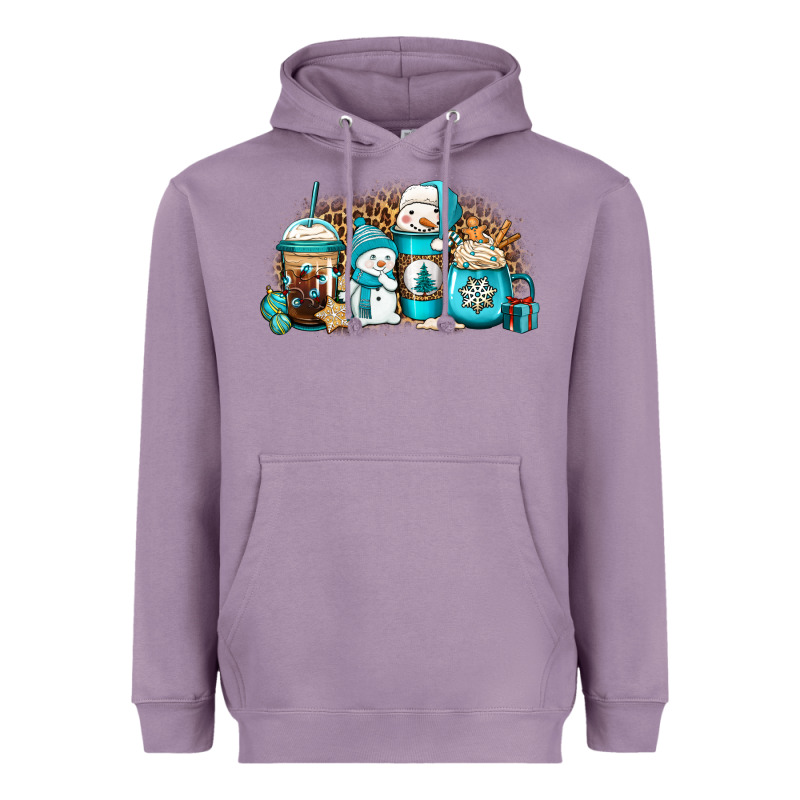 Winter Snowman Coffee Cups Heavyweight Hoodie by Jasminsmagicworld | Teevron