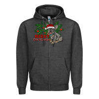 Charcoal Heather merry christmas french bulldog Zipper Hoodie - RanaPortraitStore