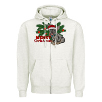 Oatmeal Heather merry christmas french bulldog Zipper Hoodie - RanaPortraitStore