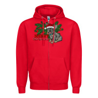 Red merry christmas french bulldog Zipper Hoodie - RanaPortraitStore