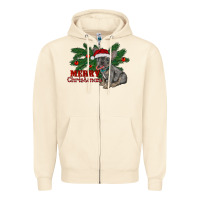 Sandshell merry christmas french bulldog Zipper Hoodie - RanaPortraitStore