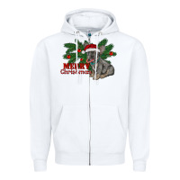 White merry christmas french bulldog Zipper Hoodie - RanaPortraitStore