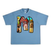 Pebble Blue farm life alphabet lowercase letters m Urban Heavy Tee - BundleAndBundleShop