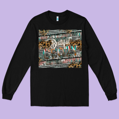 Beautiful Crazy Long Sleeve Tee Designed By Cowhidedigitalart