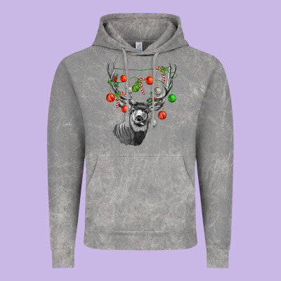 Mule Deer With Vintage Hoodie Designed By Lillyallendesigns
