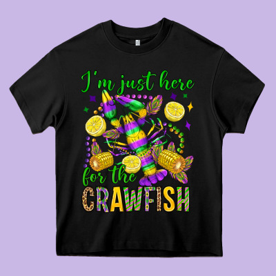 ı'm Just Here For The Crawfish Olivia Heavy Core Tee Designed By Oliviacreatesart
