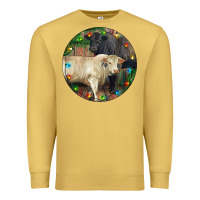 Antique Gold Christmas Charolais Bull And Black Angus Bull Premium Sweatshirt - RanaPortraitStore