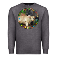 Charcoal Heather Christmas Charolais Bull And Black Angus Bull Premium Sweatshirt - RanaPortraitStore