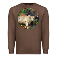 Chestnut Christmas Charolais Bull And Black Angus Bull Premium Sweatshirt - RanaPortraitStore