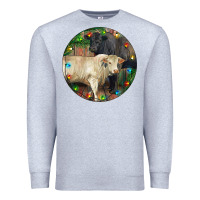 Heather Grey Christmas Charolais Bull And Black Angus Bull Premium Sweatshirt - RanaPortraitStore