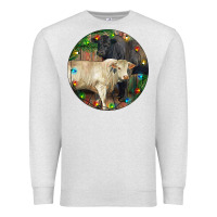 Oatmeal Heather Christmas Charolais Bull And Black Angus Bull Premium Sweatshirt - RanaPortraitStore