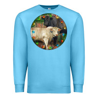 Ocean Blue Christmas Charolais Bull And Black Angus Bull Premium Sweatshirt - RanaPortraitStore