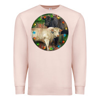 Pale Pink Christmas Charolais Bull And Black Angus Bull Premium Sweatshirt - RanaPortraitStore