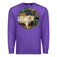 Purple Christmas Charolais Bull And Black Angus Bull Premium Sweatshirt - RanaPortraitStore