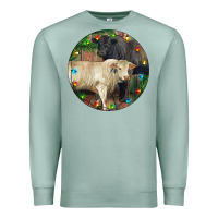 Seafoam Christmas Charolais Bull And Black Angus Bull Premium Sweatshirt - RanaPortraitStore