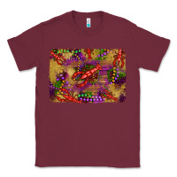 Burgundy mardi gras crawfısh leopard wood and glitter background Classic Tee - Artiststas