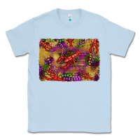 Dusty Blue mardi gras crawfısh leopard wood and glitter background Classic Tee - Artiststas