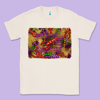 Mardi Gras Crawfısh Leopard Wood And Glitter Background Classic Tee Designed By Artiststas