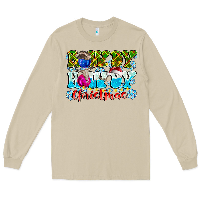 Rowdy Howdy Christmas Long Sleeve Tee by CowhideDigitalArt | Teevron