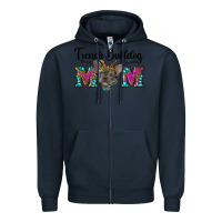 Navy french bulldog mom Zipper Hoodie - RanaPortraitStore