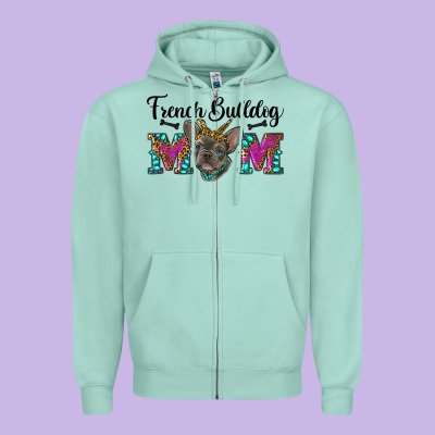 French Bulldog Mom Zipper Hoodie Designed By Ranaportraitstore