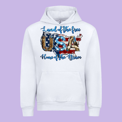 Land Of The Free Home Of The Brave American Flag Background Urban Hoodie Designed By Jasminsmagicworld