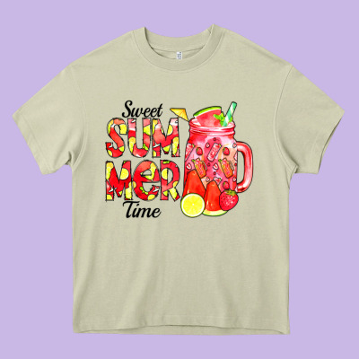 Sweet Summer Time Waterolor Heavy Core Tee Designed By Cowcowdesign