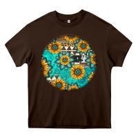Chocolate Brown Round western pattern Heavy Core Tee - Jasminsmagicworld