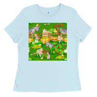 Baby Blue farm life seamless pattern Ladies Tee - FaDigitalArtStudio