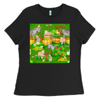 Black farm life seamless pattern Ladies Tee - FaDigitalArtStudio