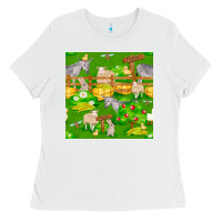 White farm life seamless pattern Ladies Tee - FaDigitalArtStudio