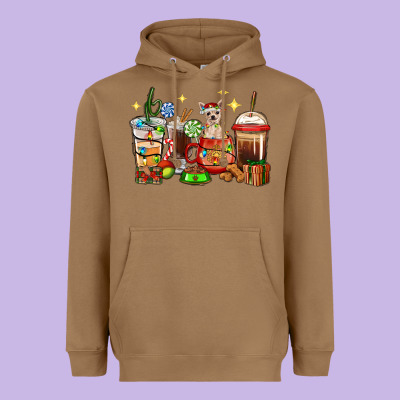 Christmas Coffee Cups With Chihuahua Heavyweight Hoodie Designed By Ranaportraitstore