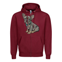 Burgundy french bulldog Zipper Hoodie - RanaPortraitStore