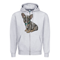 Heather Grey french bulldog Zipper Hoodie - RanaPortraitStore