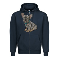 Navy french bulldog Zipper Hoodie - RanaPortraitStore