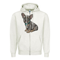 Oatmeal Heather french bulldog Zipper Hoodie - RanaPortraitStore