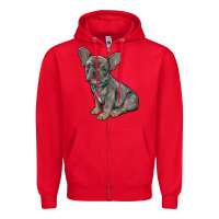 Red french bulldog Zipper Hoodie - RanaPortraitStore