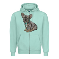 Seafoam french bulldog Zipper Hoodie - RanaPortraitStore