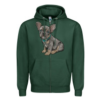 Sports Green french bulldog Zipper Hoodie - RanaPortraitStore