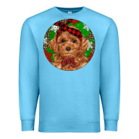 Ocean Blue Christmas Toy Poodle Premium Sweatshirt - RanaPortraitStore